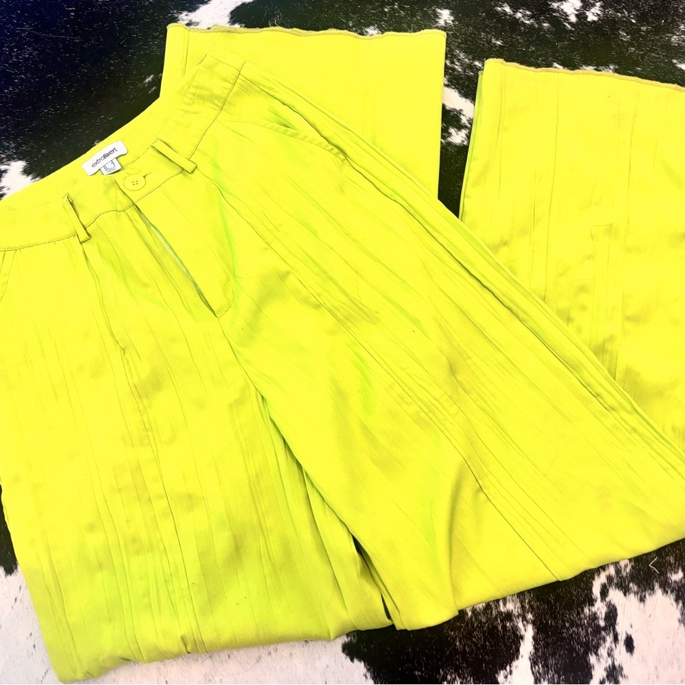 Neon Green Wide-Leg Pants